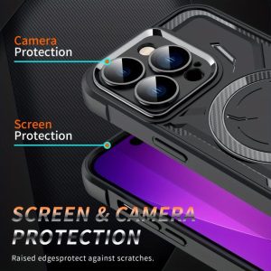 Magnetic Case For IPhone 13 14 15 Pro Max Compatible With MagSafe Heavy Duty Carbon Fiber Phone Case