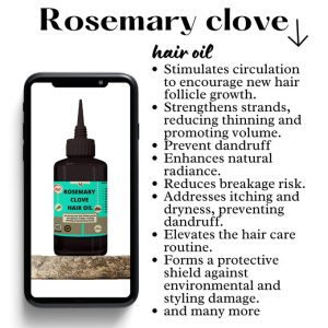 Mekis Rosemary Clove Hair Oil - Encourage new hair follicle growth, Strengthens strands, Reducing thinning and promoting volume.