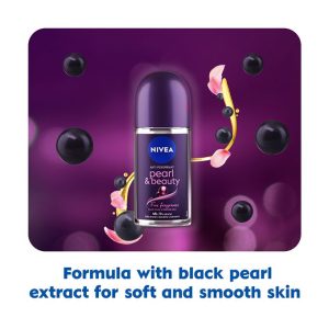 NIVEA Pearl & Beauty Black Pearl Fine Fragrance Anti-Perspirant Roll-On, 48h - 50ml (Pack Of 2)