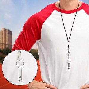 Outdoor Portable Aluminum Alloy Rescuing Whistle Black