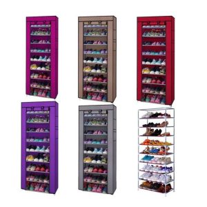 Single Column Durable Shoe Rack With Cover