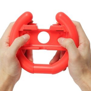 Steering Wheel Hand Grip Handle Holder For Nintendo Switch Joy-con Controller Red Red (red)