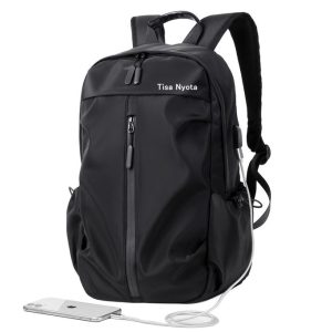 Tisa Nyota Men Oxford Laptop Backpack Back School Bags-Black