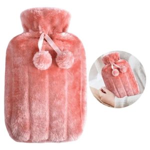 2L Hot Water Bottle With Soft Faux Fur Plush Cover