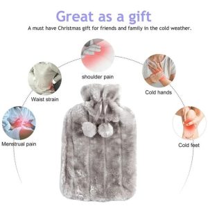 2L Hot Water Bottle With Soft Faux Fur Plush Cover