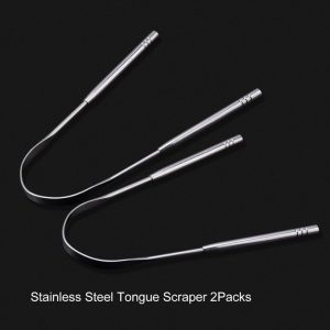 2Packs Tongue Scraper Cleaner Reusable Stainless Steel