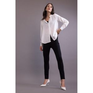 Defacto Woman Casual Regular Fit Woven Long Sleeve Shirt - Ecru