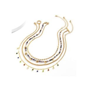 Fashion 4 Pieces Women's Jewelry Pearl Necklaces Set - Gold