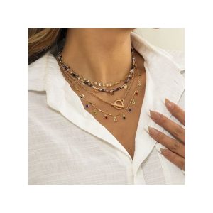 Fashion 4 Pieces Women's Jewelry Pearl Necklaces Set - Gold