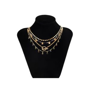 Fashion 4 Pieces Women's Jewelry Pearl Necklaces Set - Gold