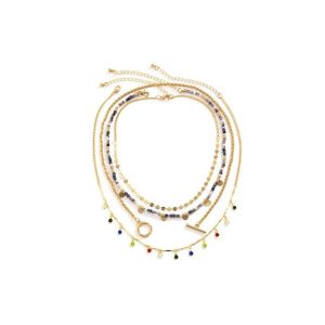 Fashion 4 Pieces Women's Jewelry Pearl Necklaces Set - Gold