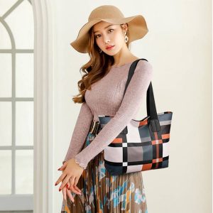 Fashion Ladies Casual Fashion Oxford Shoulder Bag - Plaid