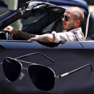 Fashion Men Oversized Aviation Metal Frame Spring Temple Polarized Sunglasses