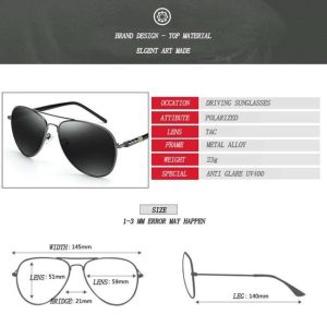 Fashion Men Oversized Aviation Metal Frame Spring Temple Polarized Sunglasses