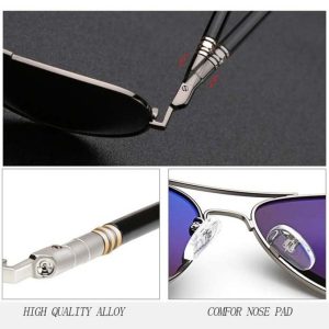 Fashion Men Oversized Aviation Metal Frame Spring Temple Polarized Sunglasses