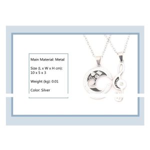 Fashion Romantic 2 Piece Men's Ladies Lovers Couple Necklaces Star Moon Chain-Silver