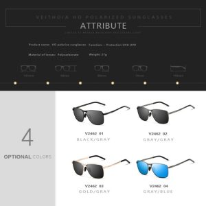 Fashion Vintage Square Sunglasses Male UV400 Polarized Lens Sun Glasses