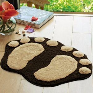 Household Masters Footprint Plush Shaggy Bathroom Soft Absorbent Mat- Brown