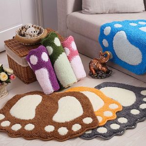 Household Masters Footprint Plush Shaggy Bathroom Soft Absorbent Mat- Brown