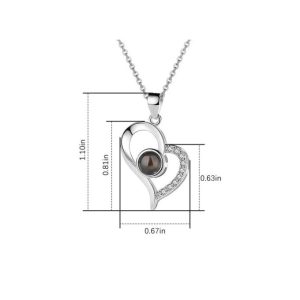 I Love You Necklace Silver 100 Languages Projection Pendant Jewelry Gift