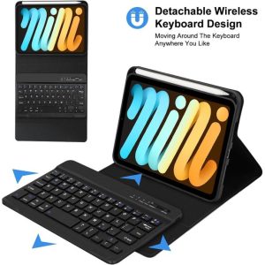 iPad Mini 6 Keyboard Case Cover with Build-in Pencil Holder for iPad Mini 6th Generation 8.3 inch