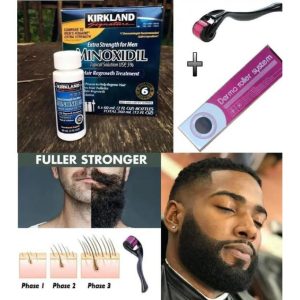 Kirkland Minoxidil 5% +free Dermaroller 0.5mm Beard/Hair Growth Kit +baldness +regrow Beards+ Hairline,Kit.