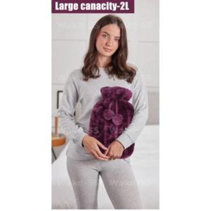 Luxury Cosy 2 Litre Hot Water Bottle with Faux Fur Cover