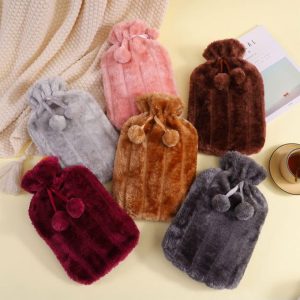 Luxury Cosy 2 Litre Hot Water Bottle with Faux Fur Cover