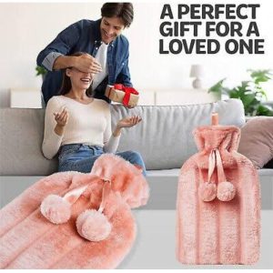 Luxury Cosy 2 Litre Hot Water Bottle with Faux Fur Cover