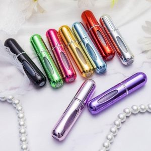 Portable Mini Refillable Perfume Empty Spray Bottle Mini Atomizer Bottom Refill Pump Case for Traveling Outgoing Purse, Multicolored