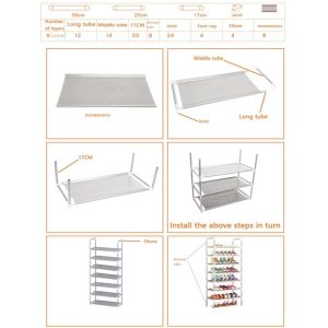 Shoe Rack Stackable Assembly Shoe Clothes Organizer-6 Layers