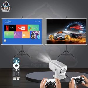 Gaming Projector Android 11 64GB TF Card Wireless Game Controller Dual WIFI1920