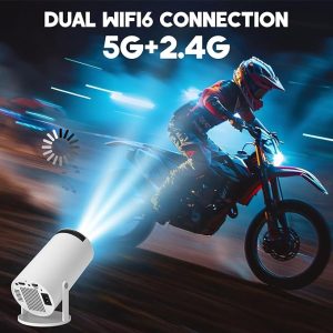 Qoosea Mini Projector with 2 Joystick 4K Bluetooth 5.2 Portable Game Projector 180°