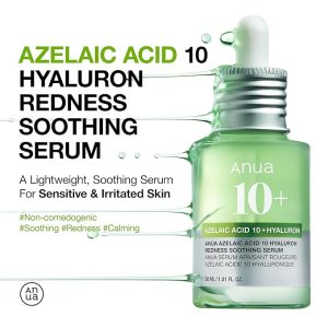 Anua Azelaic Acid 10 Hyaluron Redness Soothing Serum, Facial Serum for Sensitive skin