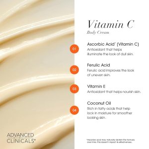Advanced Clinicals Vitamin C Cream Visibly Brightening Body Lotion