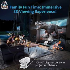 Gaming Projector Android 11 64GB TF Card Wireless Game Controller Dual WIFI1920