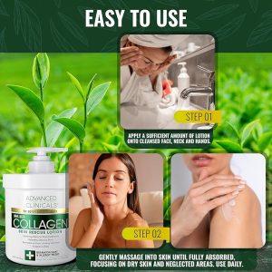 Advanced Clinicals Collagen Skin Rescue Lotion Hydrating 16 oz (Pack of 2)