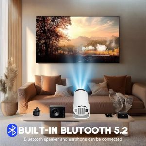 Qoosea Mini Projector with 2 Joystick 4K Bluetooth 5.2 Portable Game Projector 180°