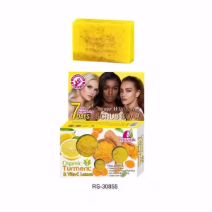 ROUSHUN Scrub Soap with Turmeric Vita-C Lemon for Dark Spot and Acne Removing