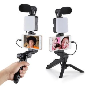 Hot selling AY49 pocket fill light desktop wireless microphone handheld LED outdoor live photography light selfie stick live stand rotating desktop stabilizer phone clip
