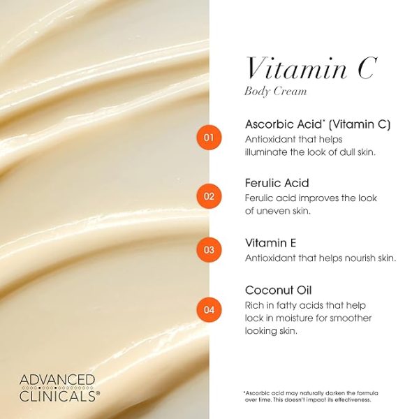 Advanced Clinicals Vitamin C Cream Visibly Brightening Body Lotion - Image 2
