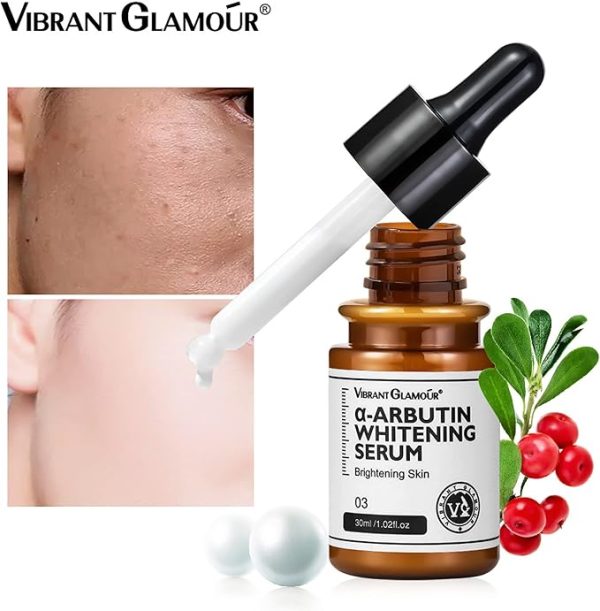 Alpha Arbutin Whitening Serum Visibly Fades and Reduces Skin Discollation Associated from Dark Spots Sun Spots Acne Scars