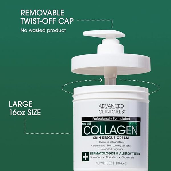 Advanced Clinicals Collagen Cream Body & Face Moisturizer | Dry Skin Rescue Collagen Lotion - Image 5