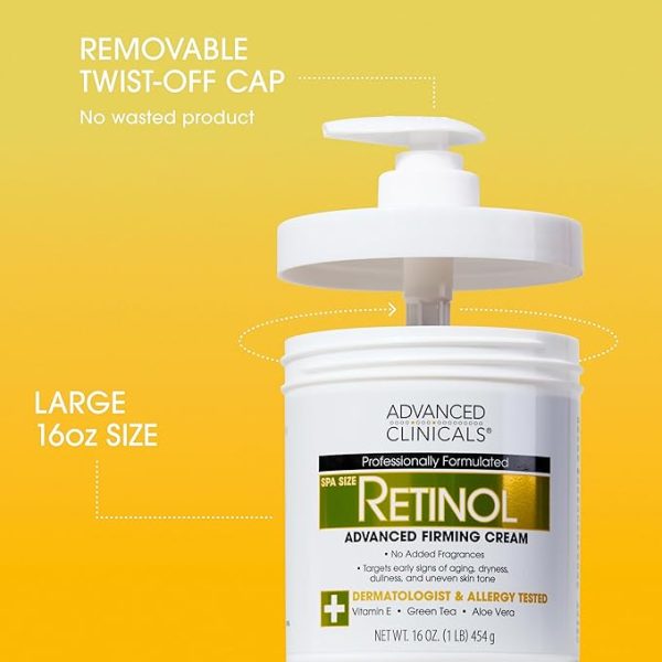 Advanced Clinicals Retinol Body Cream Moisturizer + Exfoliating 10% Glycolic Acid & Lactic - Image 3